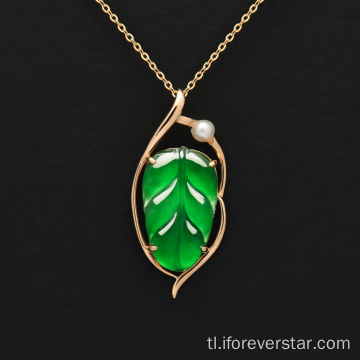 Ping isang dahon natural na emerald pendant